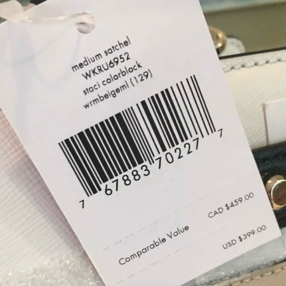 Kate Spade Medium Satchel Purse Staci Colorblock WKRU6952 Black Cream Tan White - Picture 4 of 12